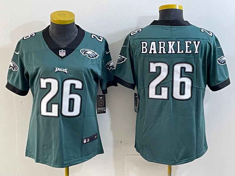 Women Philadelphia Eagles 26 Barkley Green Second generation Nike 2025 Limited NFL Jersey style 3